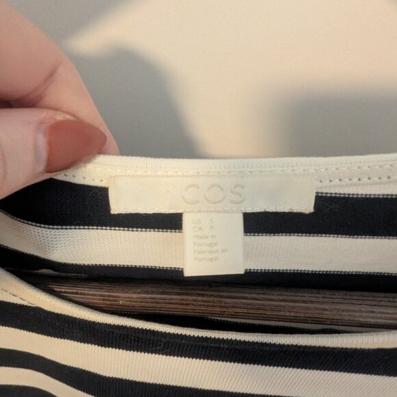 COS Stripe Boxy Tunic Dress Dolman Sleeve Pockets S - Picture 4 of 6
